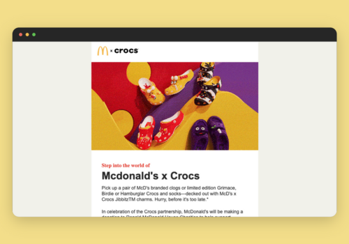 Mcdonald's & Crocs collaboration | HTML Email Designer | Developer